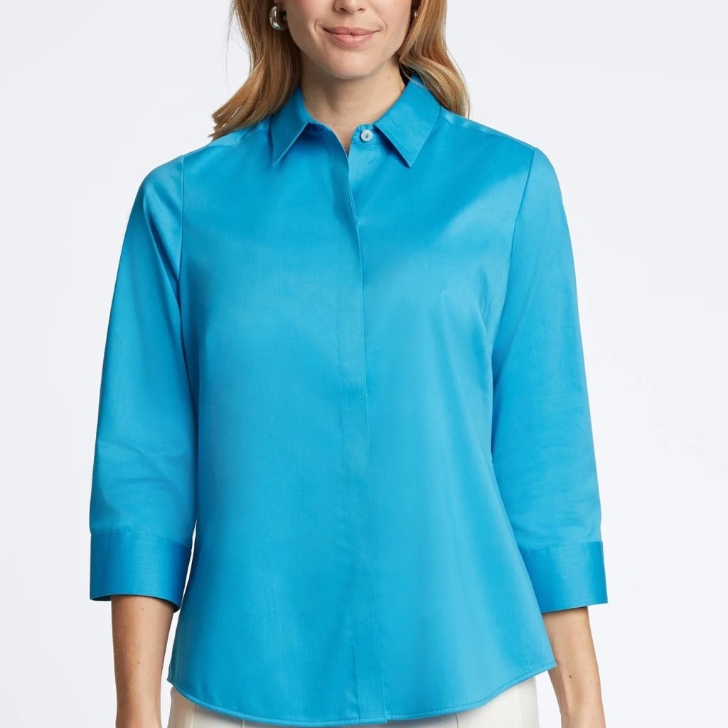 Women's Blue Button-Up Shirt